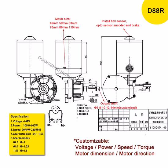 24V 150W DC Micro moteur à engrenage à vis sans fin Fabricant de moteur électrique à couple élevé Europe
